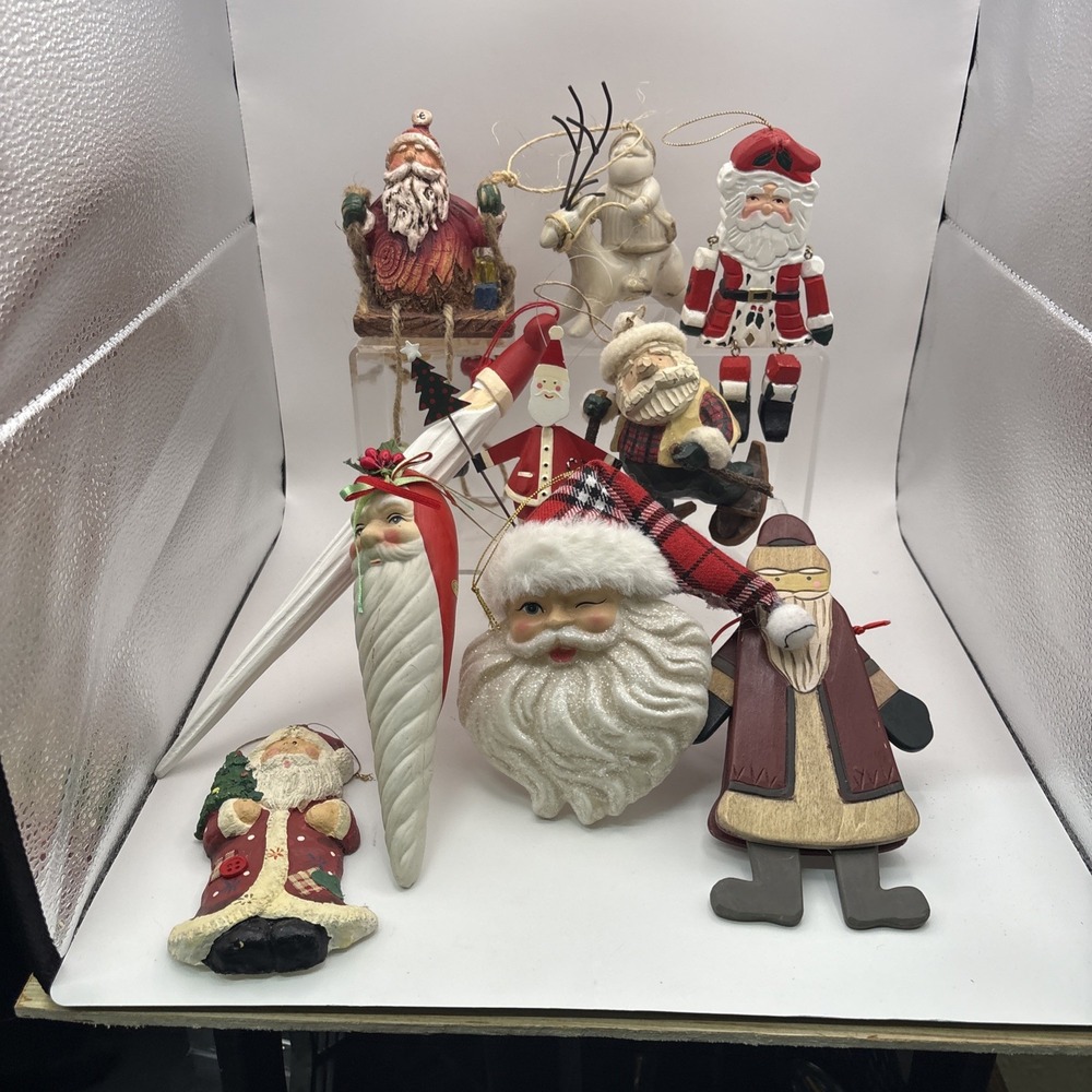 Lot Of 10~Various Santa Ornaments~Various Sizes and Themes